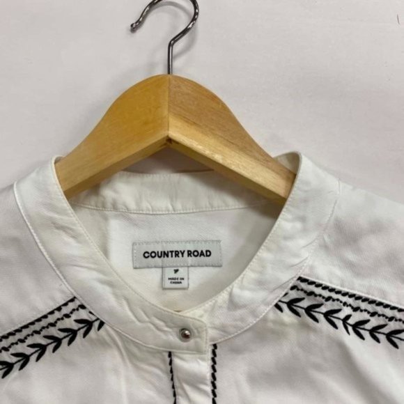 COUNTRY ROAD White Embroidered Panel Office Blouse Shirt RRP$179 - Picture 7 of 12